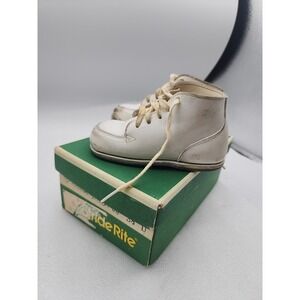 Vintage Stride Rite Baby Shoes White Size 3.5 D Leather with Box